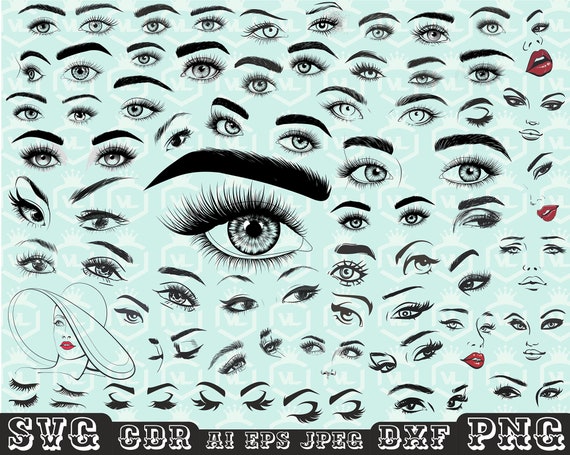 Women Eyes Clipart Pack SVG PNG DXF Eyebrows Svg Makeup Svg