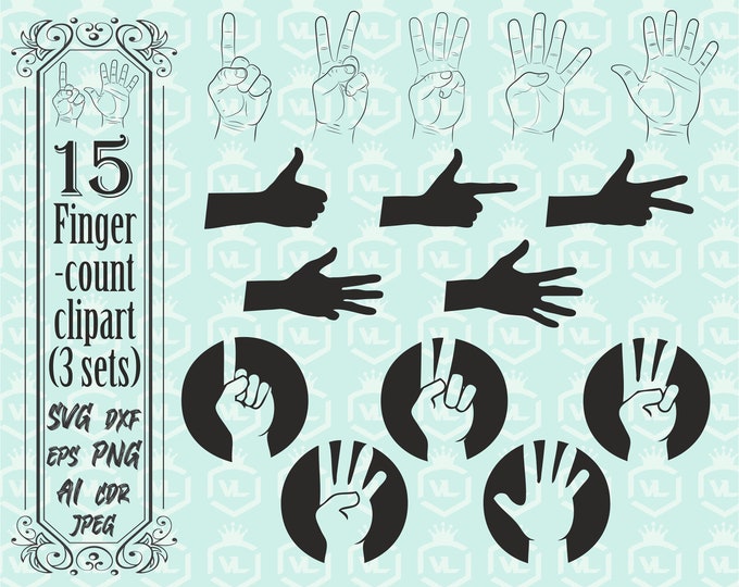 Outline Finger Count Clipart, Doodle Hand Drawn Cartoon Hand, SVG PNG ...