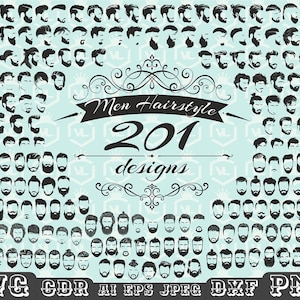 Männer Frisur Clipart Pack SVG ai PNG cdr eps DXF, Männer Frisur, Jungen Frisur, Haar Silhouette, transparenten Hintergrund, Cricut, Cut-Datei