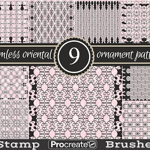 Seamless Ornament Pattern Procreate Stamp Brushes, Wallpaper oriental pattern Procreate Stamps, Pattern Brushset for iPad