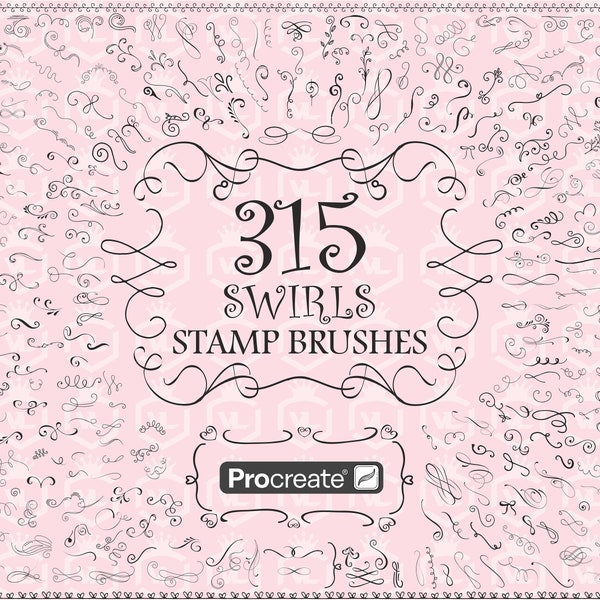Swirl Procreate Stamp Brushes, Swirly Procreate Stamps, Brushset for iPad, Flourish Procreate Stamps