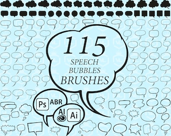 Speech bubble bundle, Brushes for Photoshop and Illustrator, Speech Balloon brushes, Dialog bubble brush set