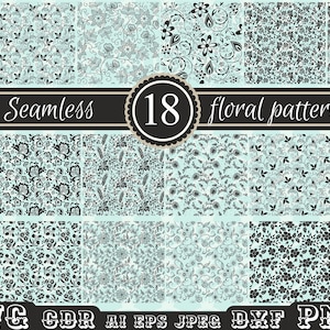 Seamless floral pattern svg, Flower pattern for cardmaking, Western pattern silhouette, Endless Vector pattern, Transparent Background, PNG