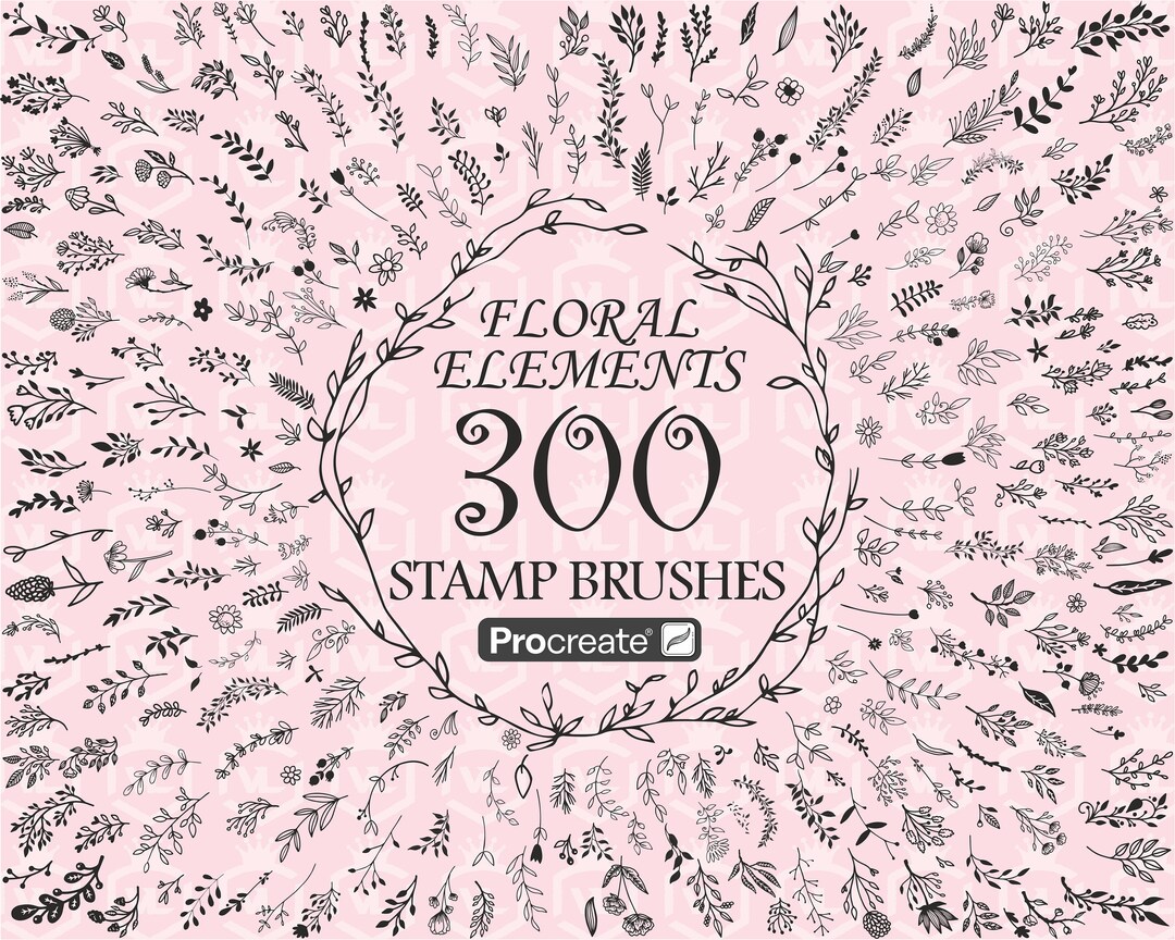 Floral Procreate Stamp Brushes, Botanical Procreate Stamps, Brushset ...
