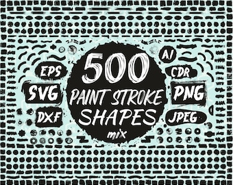 Pennellate di vernice PNG SVG clipart, schizzi di vernice, bundle pennello vettoriale clipart, banner pennellate silhouette clip art DXF eps file di taglio