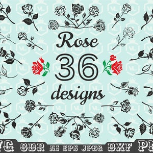 Rose ClipArt, Umriss Rose, Hand gezeichnete Rose, SVG PNG, Rose Kontur, Doodle Rose, Tattoo - Logo Rose, Hochzeitsblume, Cutfile Cricut Datei