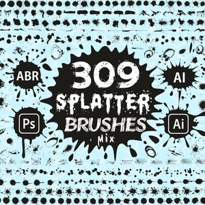 Schizzi di vernice, Pennelli per Adobe Photoshop e Illustrator, Gocce di inchiostro di vernice, Schizzi di sangue, Sangue di Halloween, Vernice per graffiti, Macchie di carta assorbente