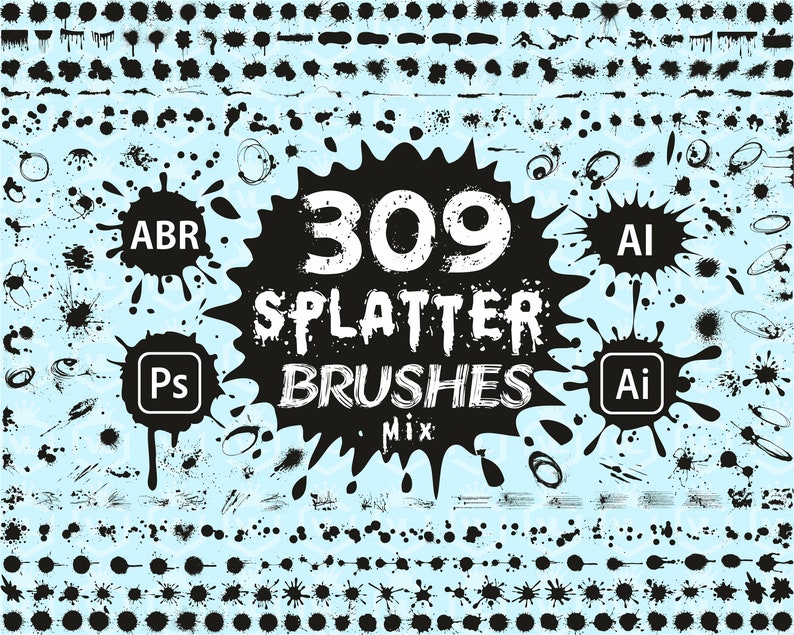 Paint Splatter Brushes for Adobe and Illustrator Etsy