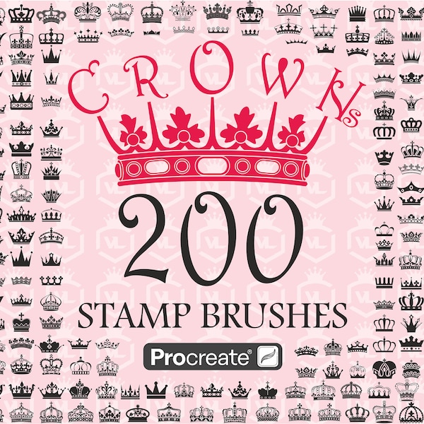 Crown Procreate Stamp Brushes, Royal Procreate Stamps, Brushset for iPad