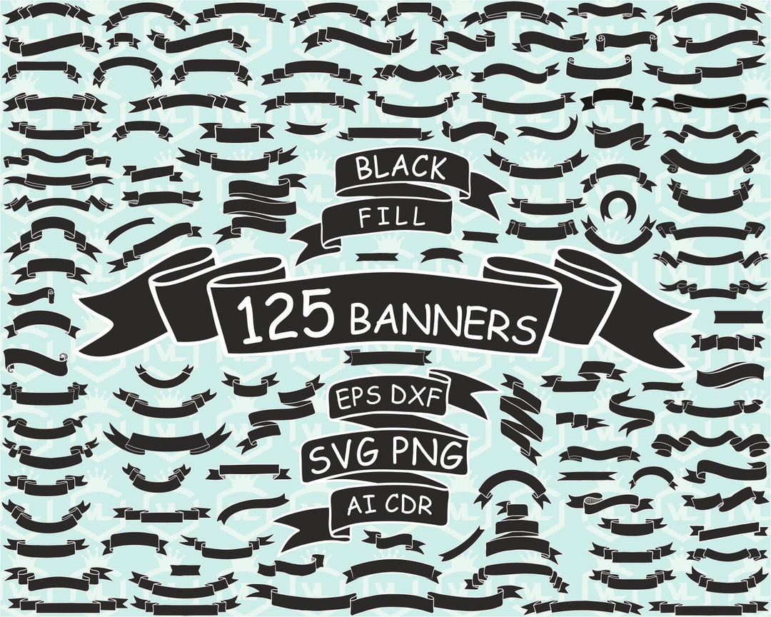 Black Banners, Ribbons, Label, Scroll Clip Art Clipart White Outline Black  Fill Design Svg Files, Png Eps Files Cricut Cut Files - Etsy New Zealand, image size:1080x864