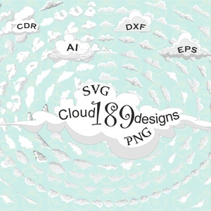 Nuage des cliparts, clipart météo Svg, svg nuages de dessin animé, Eps DXF, PNG fond Transparent, météo couper fichier, fichiers de coupe nuage cricut