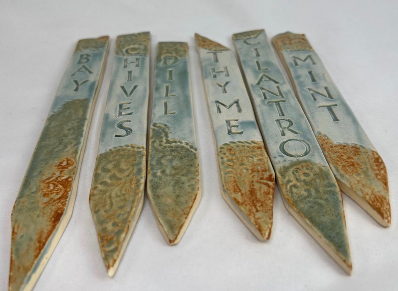 Ceramic Herb Garden Markers Personalized Vegatable Garden Etsy