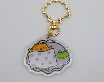 KAKICHAN the Oyster sleeping with Pearl Shell Hologram Glitter anime Keychain