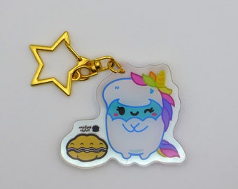MIRAKU the girl Oyster in Rainbow Unicorn Onesie Hologram Star anime Keychain