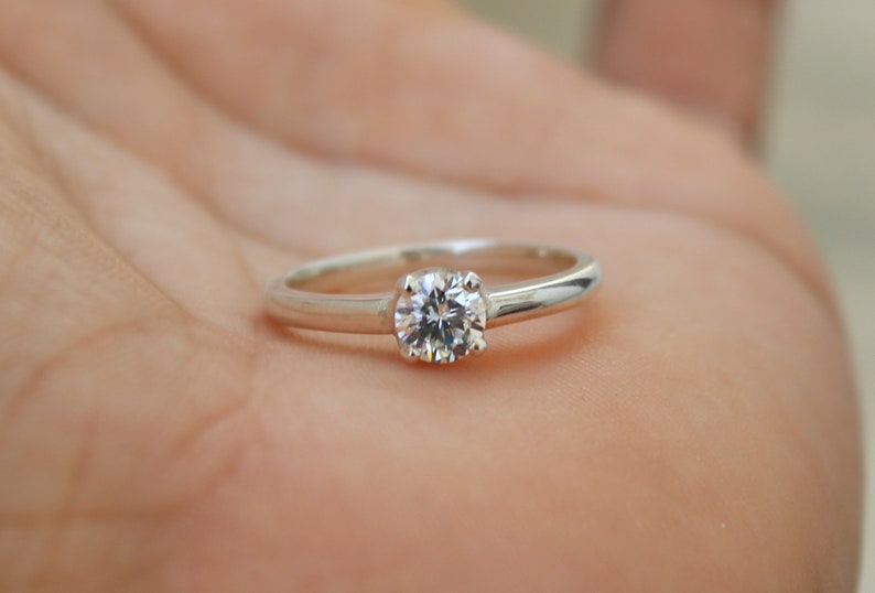 925 Sterling Silver Lab Created Diamond Ring Cubic Zircon Etsy