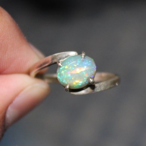 Ethiopian Opal Ring Prong Set Opal Ring 925 Sterling - Etsy