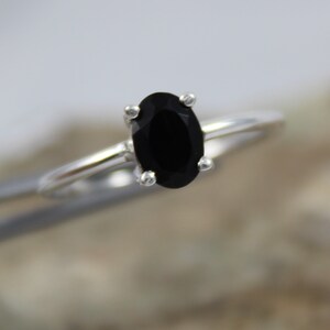 Natural Black Onyx Ring - Prong Set - 925 Sterling Silver - Handmade Jewelry - Promise Ring - All Size US 3 to 13 - Statement Ring