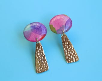 Art earrings, Hand drawn earrings,  Abstract Art Earrings,  Hand painted Earrings, Paper earrings, unique Shape earrings
