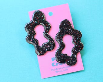 Wavy Hoop earrings, Hand painted paper earrings, Wavy earrings, Paper hoop earrings