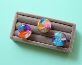 Hand painted Rings,  Abstract Art Rings, Unique Rings, Art Rings, Colourful Rings, Adjustable Rings, Thin Rings, Circle Rings