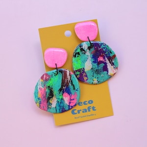 Abstract Earrings, Paper Art Earrings,  Hand painted Earrings, Unique Earrings, Abstract Art Earrings