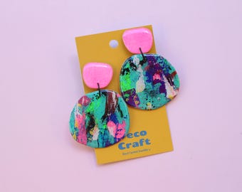 Abstract Earrings, Paper Art Earrings,  Hand painted Earrings, Unique Earrings, Abstract Art Earrings