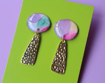Art earrings, Hand drawn earrings,  Abstract Art Earrings,  Hand painted Earrings, Paper earrings, unique Shape earrings