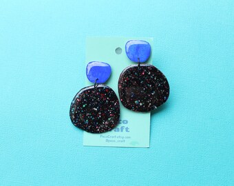 Hand Painted Abstract Art Earrings, Paper Resin Coated