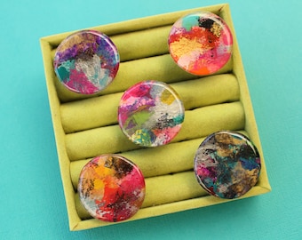 Hand painted Rings,  Abstract Art Rings, Unique Rings, Art Rings, Colourful Rings, Adjustable Rings, Thin Rings, Circle Rings