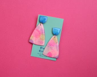Abstract Earrings, Paper Art Earrings,  Hand painted Earrings, Unique Earrings, Abstract Art Earrings