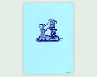 MOCCERMASTA Editie 2 Risografie Print - 210 mm x 295 mm (A4) op blauw papier