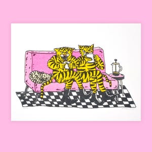 TIGER COFFEE - Risographie Kunstdruck -  25cm x 19cm - limitiert signiert