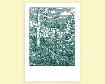 ZWALUW IN HET BOS Risografieprint - 210 mm x 295 mm (A4)