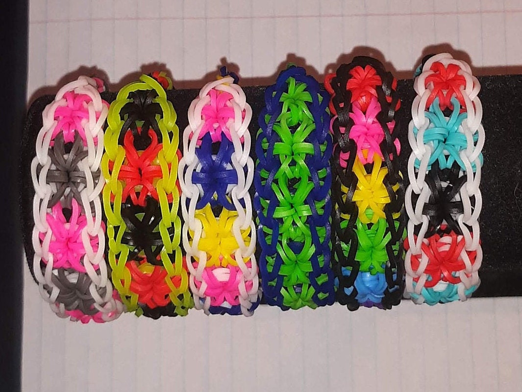 Starburst Rainbow Loom Rubber Band Bracelet Custom Made