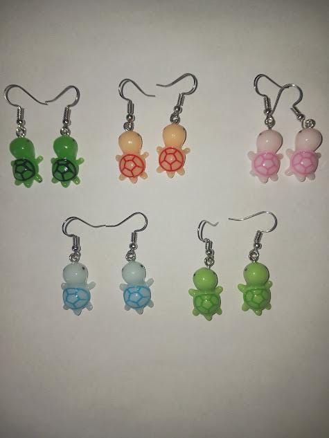 Turtle Charm Earrings - Handmade Ocean Jewelry - Gift for Her