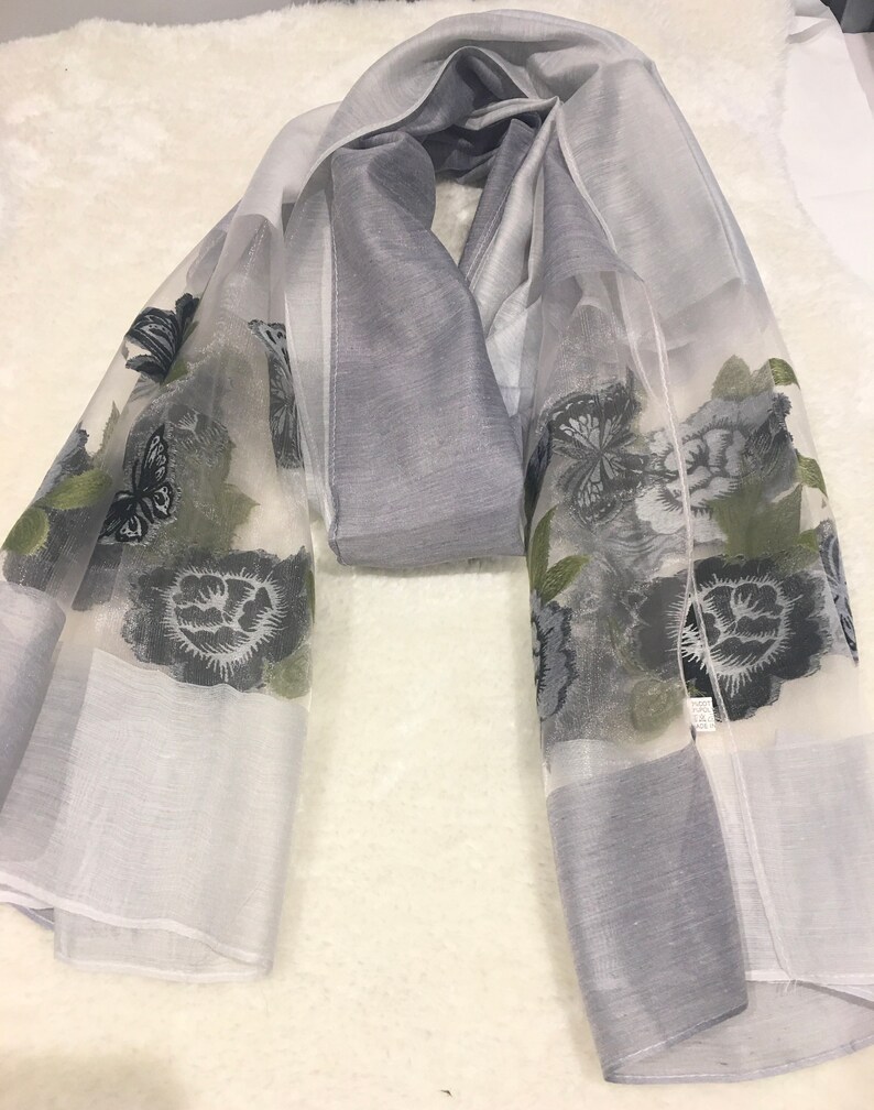 Feather ButterflyRose Summer Scarf CottonPolyester Rich Boho Scarf  Gift for Women Stylish Scarf