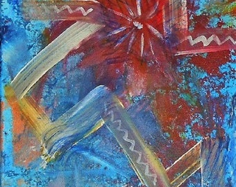 Vivid blue abstract painting acrylic painting