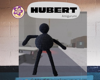 Unknown Creature, Black Ball with arms and legs Hubertt, Gamer Amigurumi Plush, Roblox fan art, unique gift creations, birthday, Nerd gift