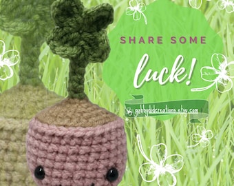 Four Leaf Clover Amigurumi, Pot of Luck, Clover in a pot, Shamrock, Good Luck Gift Plushie