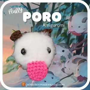 Poroball Amigurumi, NEW Fluffy Poro, LOL Inspired Poro pet, Gamer Nerd Weeb Gift