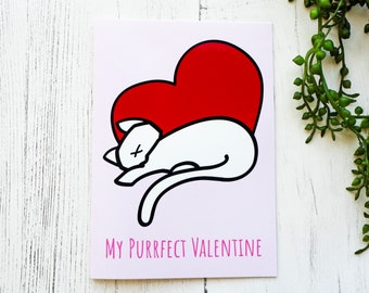 My Purrfect Valentine | Watercolour Card | Valentine's Day | Cute Valentines Card | Greetings Card | Punny | For Her | For Him