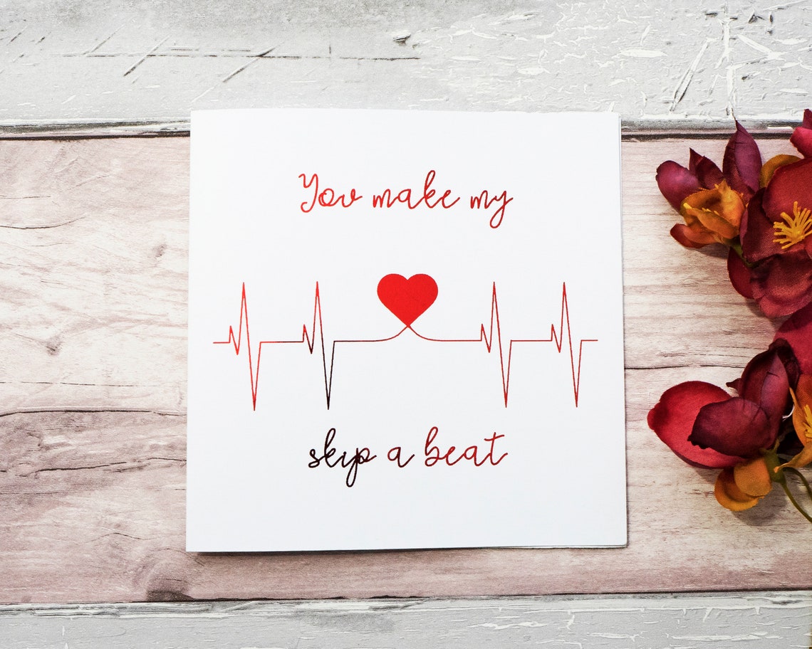 You Make My Heart Skip A Beat Foil Card Valentine's Etsy