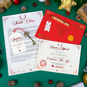 Traditional Letter from Santa Set | Nice List Certificate | Magic Key | Reindeer Food | Personalised