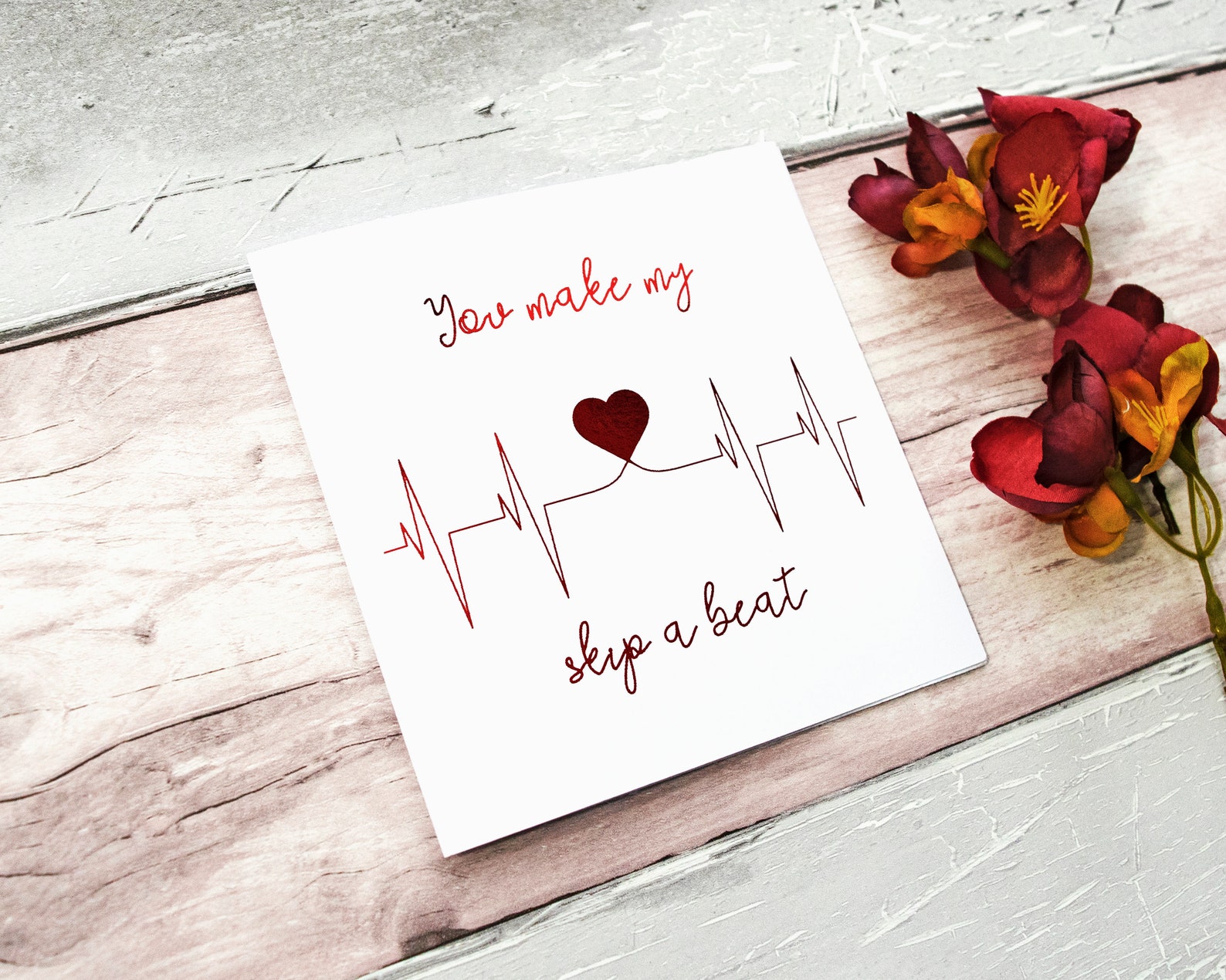 You Make My Heart Skip A Beat Foil Card Valentine's Etsy