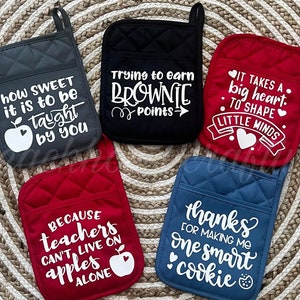 Teacher potholder! Teacher appreciation gift! Teacher Pot Holder! Smart cookie! Brownie points! Teacher Christmas Gift! Teacher Oven Mitt!