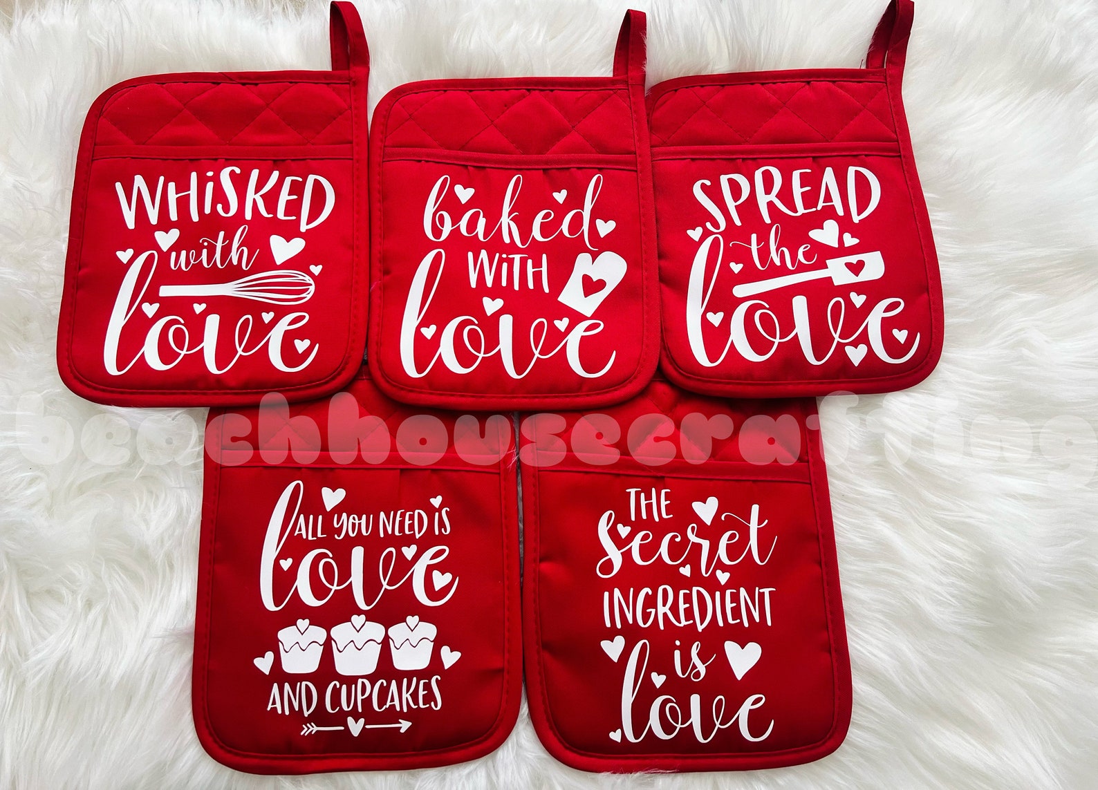 Love Potholders Valentine's Day Potholders Mother's Etsy