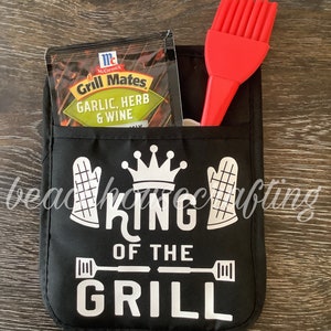 Grill master potholder King of the grill potholder BBQ potholder Grilling potholder set Father's day gift Dad birthday gift Dad gift image 2