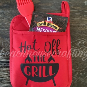 Grill master potholder King of the grill potholder BBQ potholder Grilling potholder set Father's day gift Dad birthday gift Dad gift image 3