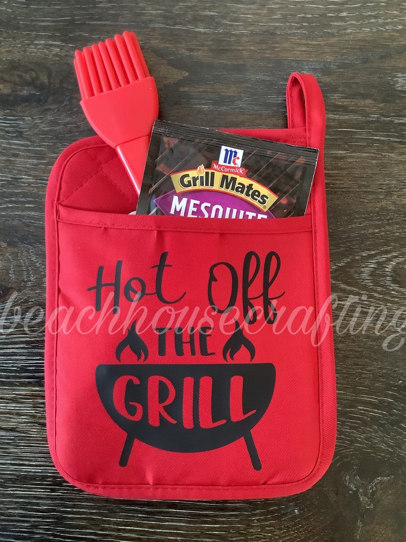 Grill master potholder King of the grill potholder BBQ potholder Grilling potholder set Father's day gift Dad birthday gift Dad gift image 3