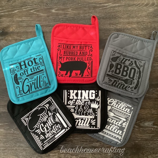 Grilling Potholder! BBQ Potholder! Griller Potholder! Father's Day Gift! Gift for dad! King Of The Grill Potholder! Grill Master Potholder!